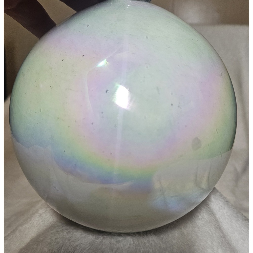 Christmas Ornament Hand Blown Glass Iridescent Angel Aura Glass Loop Pearl Heavy - Picture 4 of 10